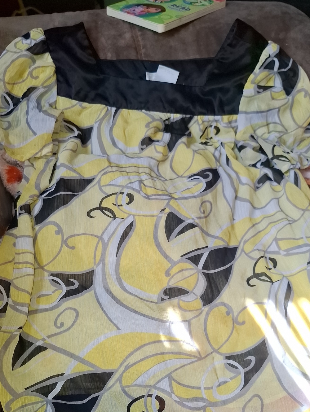 Worthington Yellow and Black Swirl Print Blouse